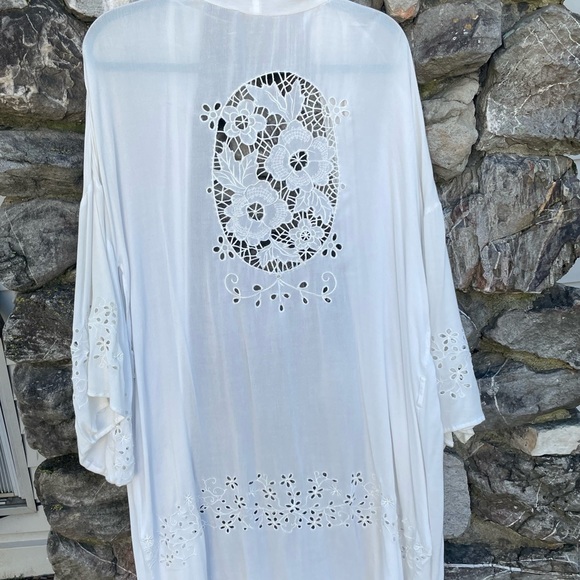 White knee length cover up with cutout details - Picture 4 of 7